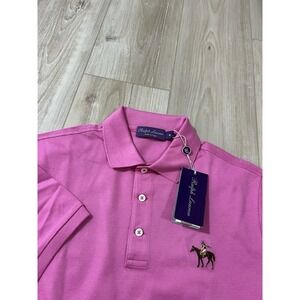 Ralph Lauren Purple Label Men's Polo Shirt M Made in Italy  Pink Tailored Logo